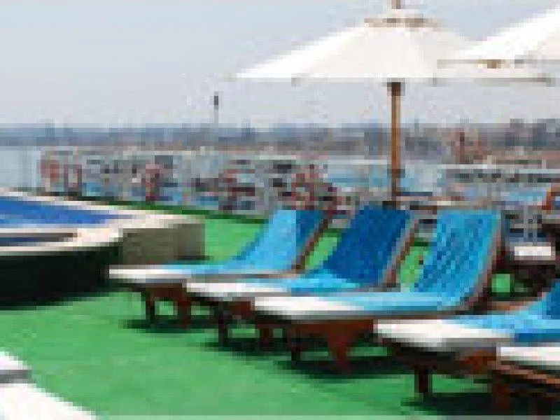 Relaxing sun deck with loungers on Al Kahila Nile Cruise