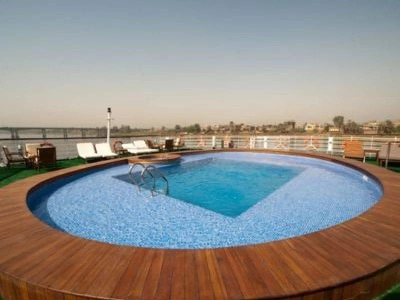 Farah Nile Cruise sundeck with pool overlooking Nile