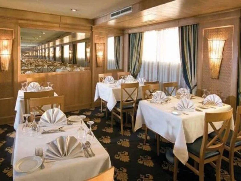 Dining lounge of Iberotel Crown Emperor Nile River Cruise with authentic Egyptian cuisine