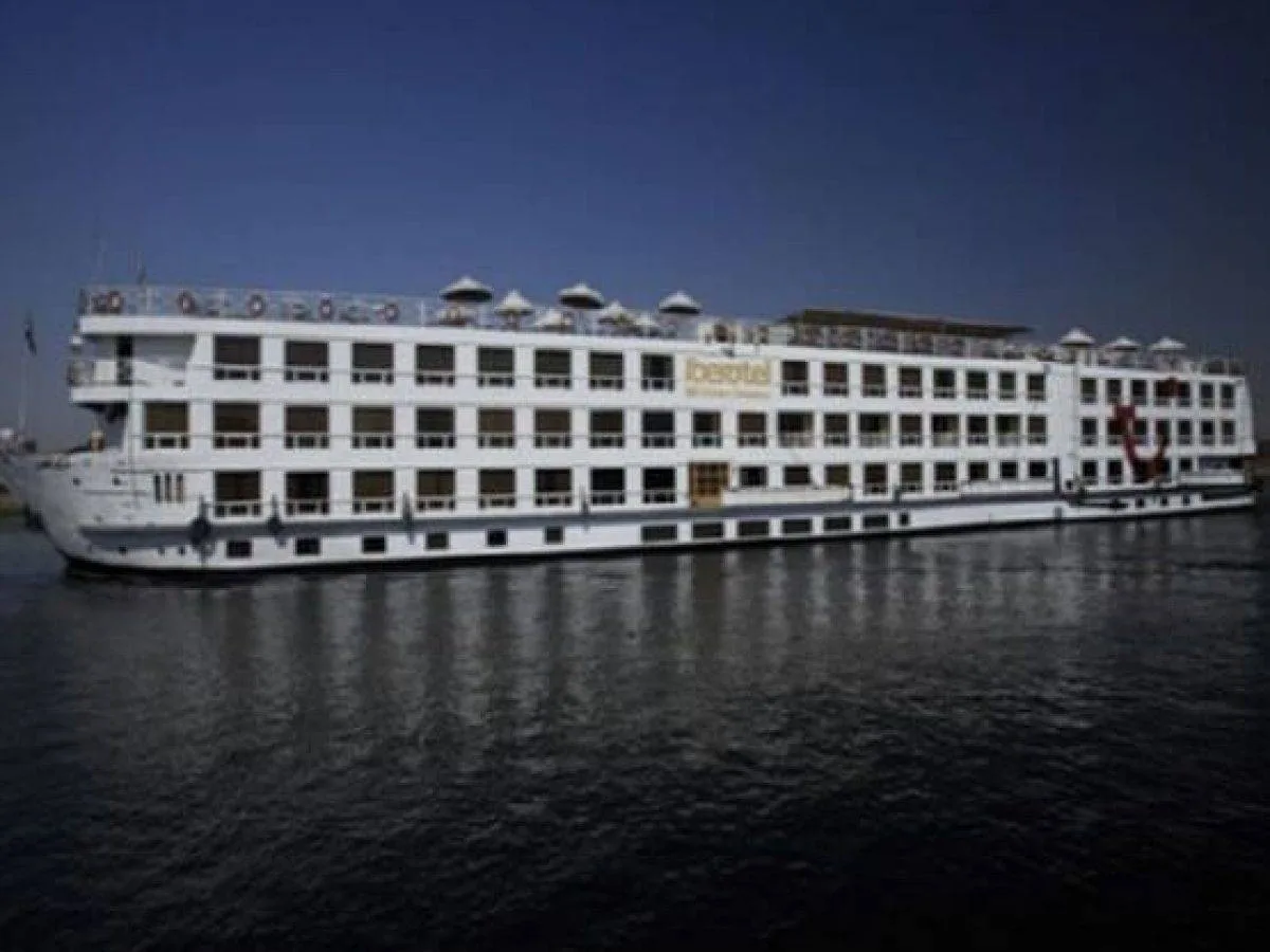Luxury Iberotel Crown Emperor Nile River Cruise sailing on the Nile at sunset