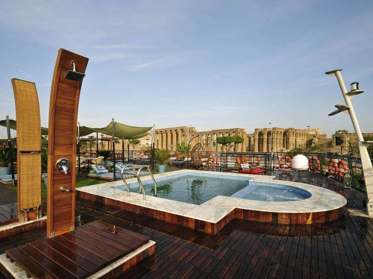Elegant sun deck with pool on MS Mayfair Nile Cruise Egypt