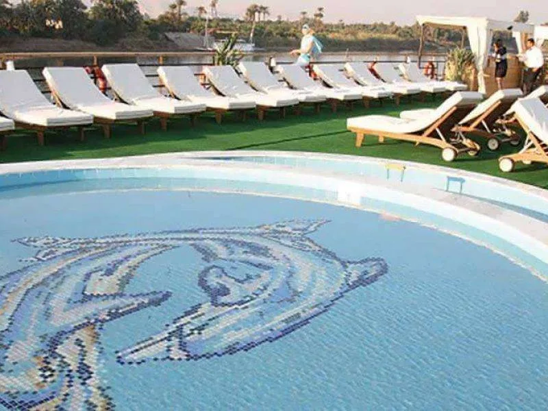 Luxury MS Nile Dolphin Nile Cruise sun deck with panoramic Nile views