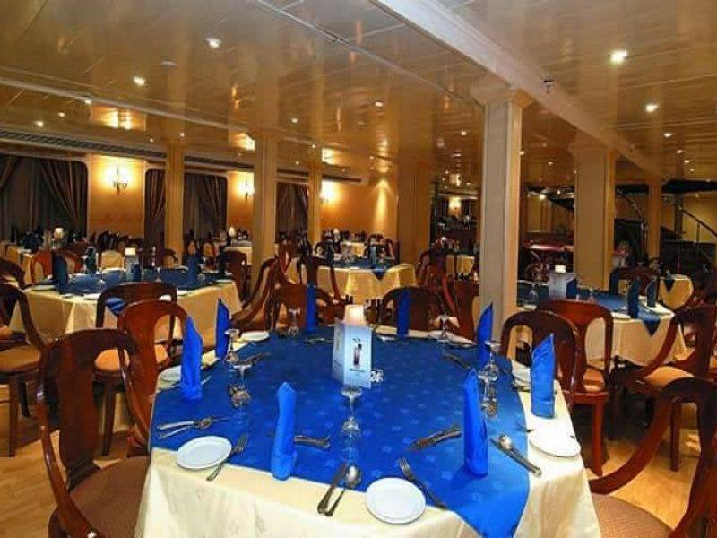 Fine dining restaurant on Nile Quest Nile Cruise with buffet setup