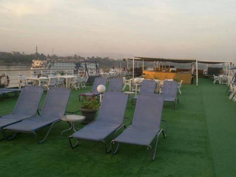 Chaise longues around the sun deck Ms Radamis I Nile Cruise