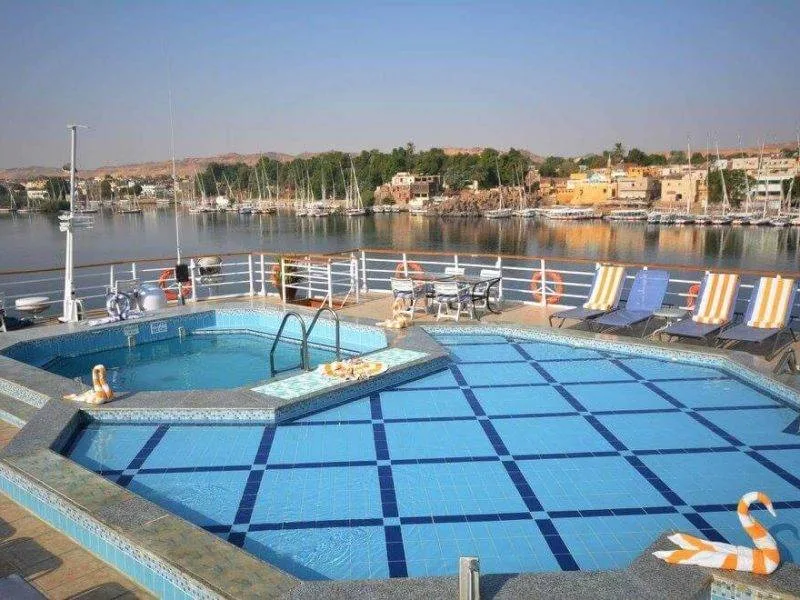 MS Radamis I Nile Cruise panoramic sun deck with Nile view
