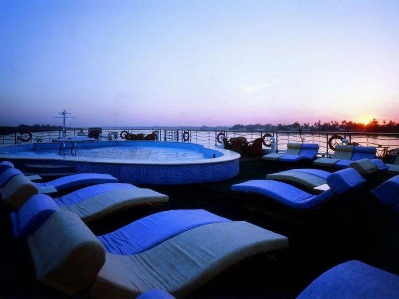 Enjoying rooftop pool on Royal Princess Nile Cruise Egypt