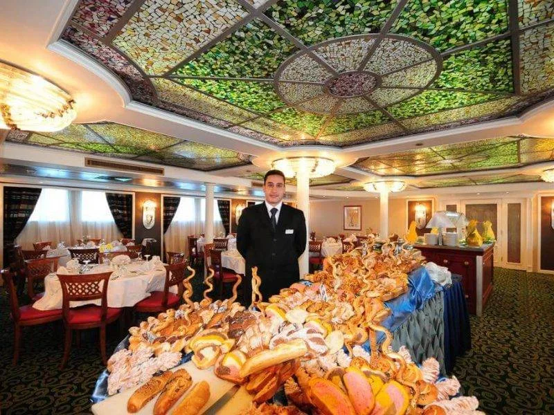 Fine dining restaurant onboard MS Royal Ruby Nile Cruise with international cuisine