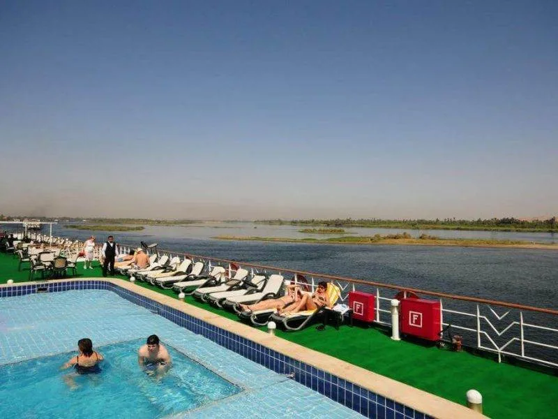 Swimming pool deck on MS Royal Ruby Nile Cruise sailing between Luxor and Aswan