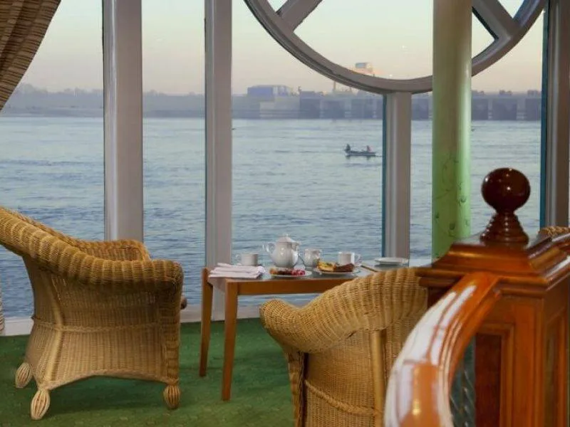 Fine dining restaurant on Sonesta Moon Goddess Nile Cruise with Nile River views
