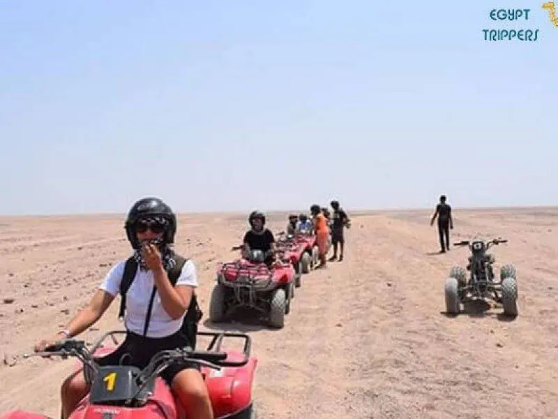 Tourists on Hurghada desert quad bike safari
