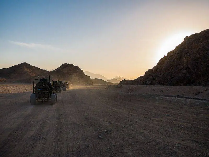 Sunset during quad biking tour in Hurghada