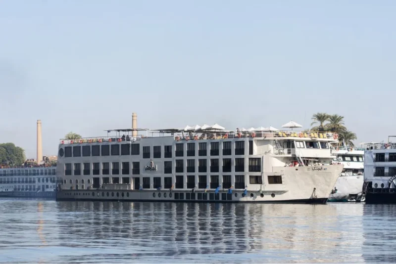 M/S Kleos Nile Cruise sailing on the Nile River with luxurious cabins and panoramic views from Aswan to Luxor