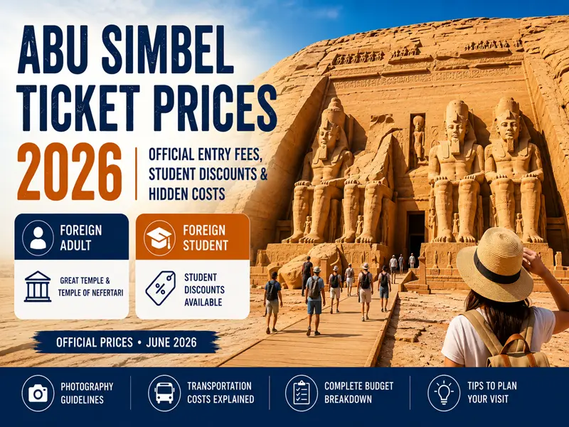 Abu Simbel ticket prices 2026 and entrance fees for foreign visitors
