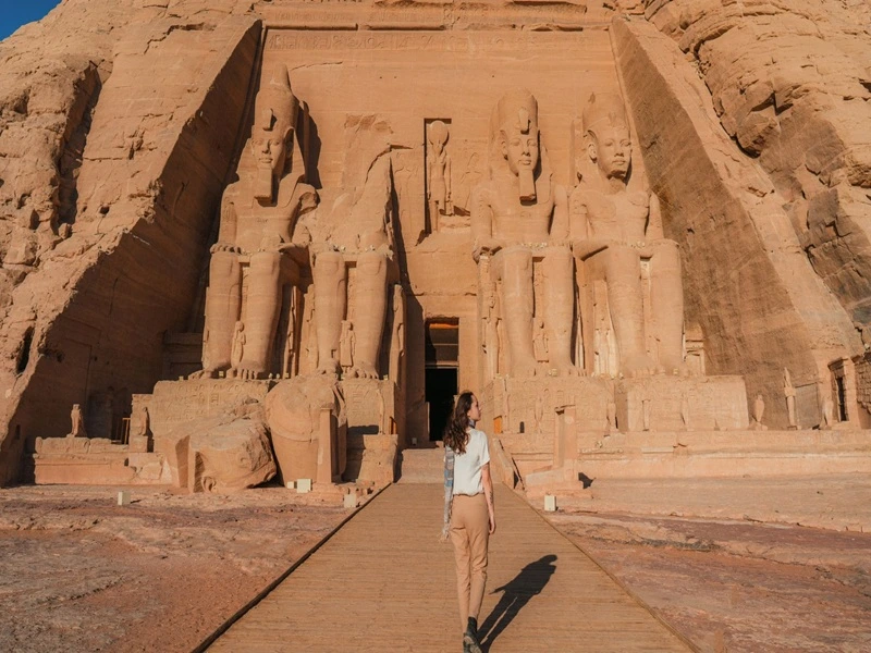 Visitor at Abu Simbel Temple Egypt