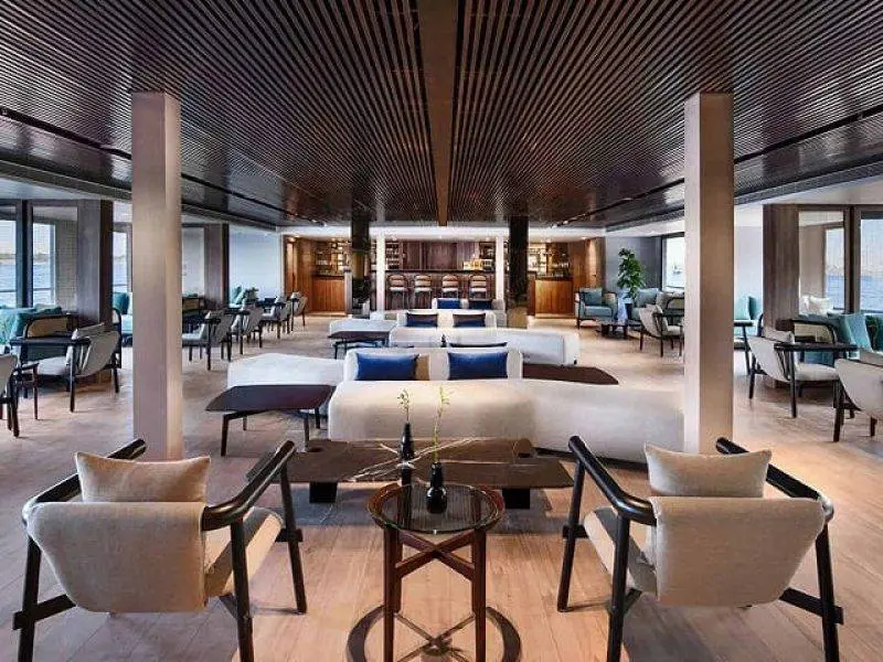 Stylish Aura Bar on Historia Boutique Hotel Nile Cruise serving cocktails and fine drinks